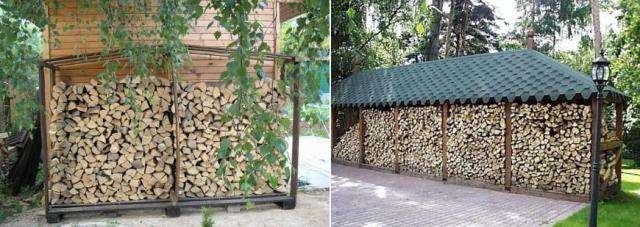 самодельные хранилища дров на даче
