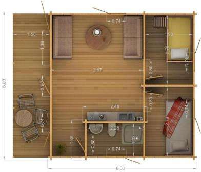 аще всего кухня занимает 10 м2. Оставшееся пространство можно оборудовать под гостиную, столовую или комнату для гостей.